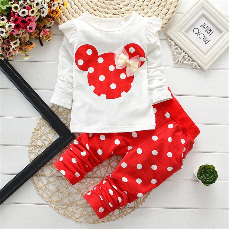 Newborn Toddler Kids Baby Girl Bow Tops T-shirt+Long Pants 2PCS Outfits Clothes